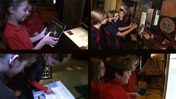 School children playtesting Sembl Museum in the galleries