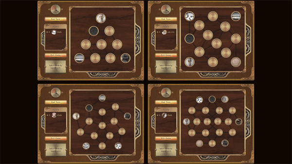 Four different Sembl Museum gameboards