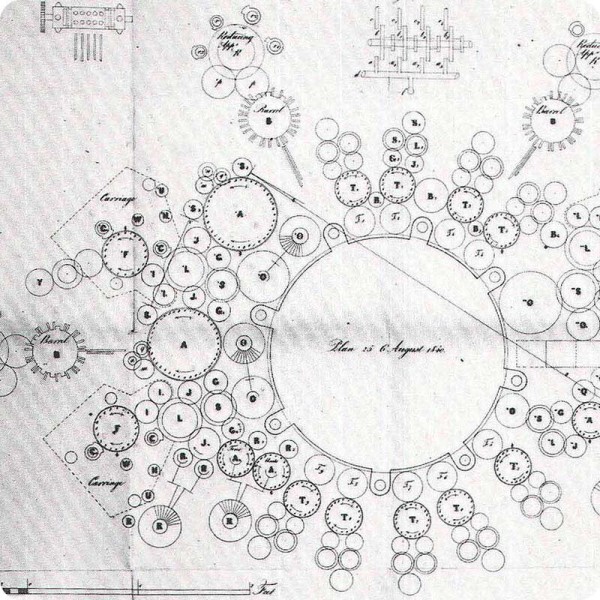 Detail of Charles Babbage's drawing of his analytical engine